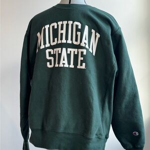 Champion Reverse Weave Michigan State Sweatshirt – Green Crewneck – Size L